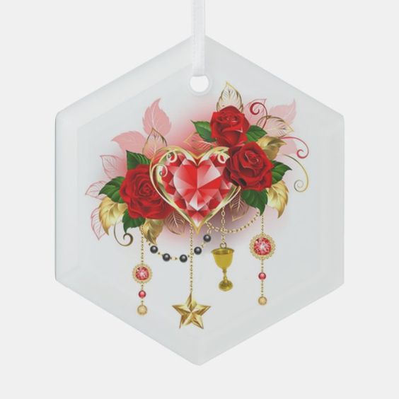 (image for) Electa Charms with Roses Glass Ornament